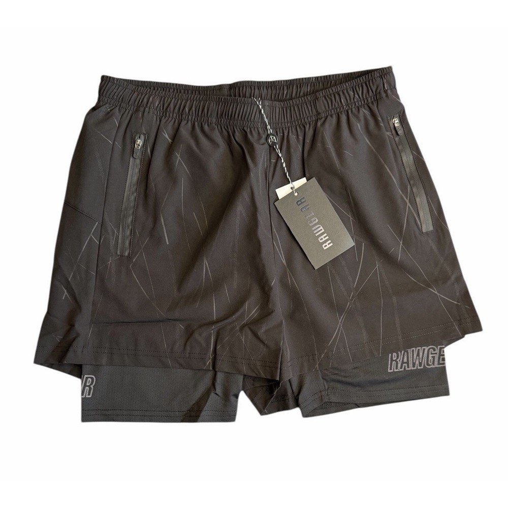 RawGear Summer Shorts Men's Small Black Athletic Training Gym 4" Inseam NWT